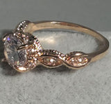 R691 Rose Gold Gem Rhinestone Ring - Iris Fashion Jewelry