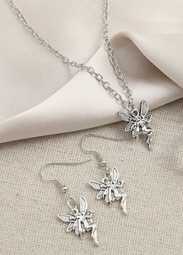 N2063 Silver Fairy Necklace with FREE EARRINGS - Iris Fashion Jewelry