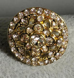 R672 Silver & Gold Round Rhinestone Decorated Ring - Iris Fashion Jewelry