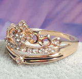 R656 Rose Gold Rhinestone Tiara Ring - Iris Fashion Jewelry