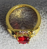 R702 Gold Red Heart Gemstone Ring - Iris Fashion Jewelry