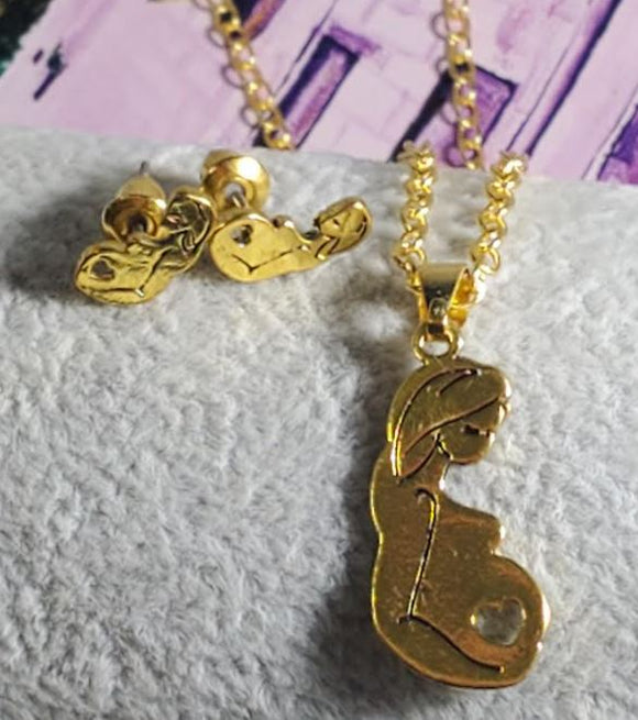 N1636 Gold Expecting Mother Necklace with FREE EARRINGS - Iris Fashion Jewelry