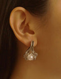 E1933 Silver Shell with Pearl Earrings - Iris Fashion Jewelry