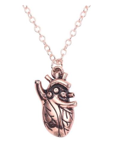 N666 Rose Gold Human Heart Necklace with FREE EARRINGS