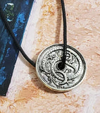 N1754 Silver Viking Design Leather Cord Necklace with FREE EARRINGS