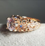 R269 Rose Gold Rhinestone Ring - Iris Fashion Jewelry