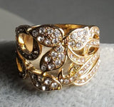 R203 Gold Multi Rhinestones Ring - Iris Fashion Jewelry