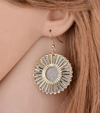 E53 Gold Silver Glitter Metal Circle Earrings