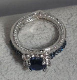 R659 Silver Royal Blue Rhinestone Ring - Iris Fashion Jewelry