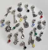 AZ138 Silver 22 Charm Chain Necklace with Free Earrings SUPER VALUE!