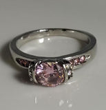 R707 Silver Pink Gemstone Rhinestone Ring - Iris Fashion Jewelry