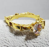 R734 Gold Geometric Design Rhinestone Ring - Iris Fashion Jewelry