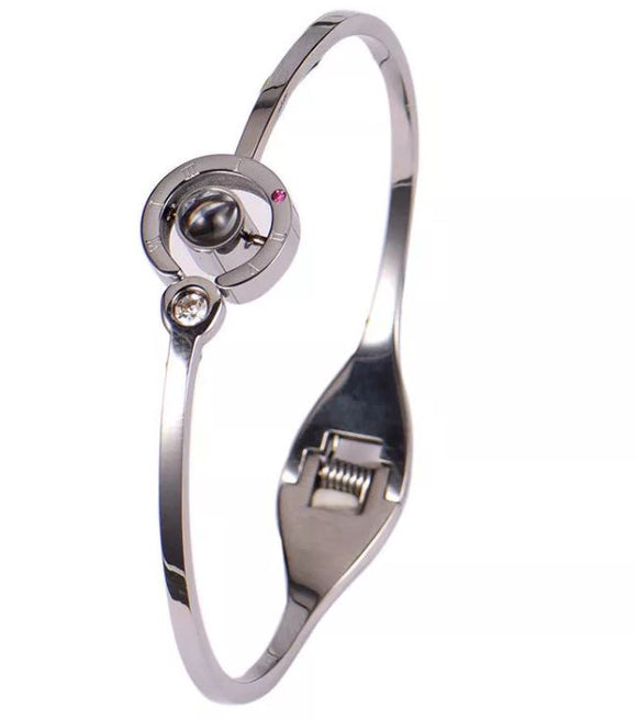 B1051 Silver Hinged Bangle Bracelet - Iris Fashion Jewelry