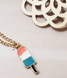 L486 Gold Baked Enamel Popsicle Necklace FREE Earrings