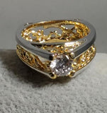 R689 Gold & Silver Geometric Ring - Iris Fashion Jewelry