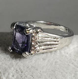 R616 Silver Purple Square Gemstone Ring - Iris Fashion Jewelry