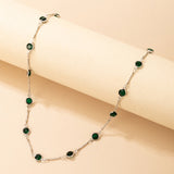 N2178 Silver Green Gem Choker Necklace FREE Earrings - Iris Fashion Jewelry