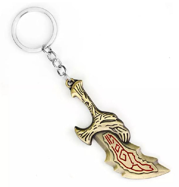 AZ156 Gold Red Etched Sword Dagger Keychain