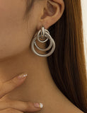 E1937 Silver Multi Textured Hoop Earrings - Iris Fashion Jewelry