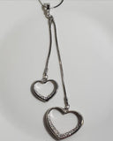 AZ136 Silver Double Heart Rhinestone Necklace with FREE EARRINGS