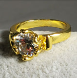 R365 Gold Clear Gemstone Ring - Iris Fashion Jewelry