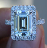 R188 Silver Square Gemstone Rhinestone Ring - Iris Fashion Jewelry