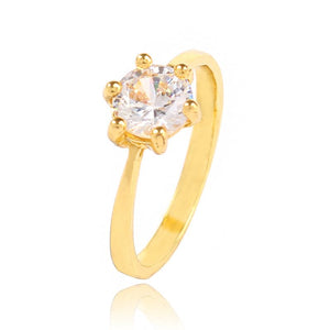 R463 Gold Single Rhinestone Ring - Iris Fashion Jewelry