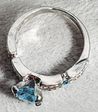 R739 Silver Light Blue Square Gem Rhinestone Ring - Iris Fashion Jewelry