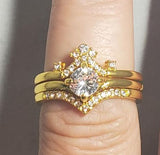 R690 Gold 3 Piece Rhinestone Ring Set - Iris Fashion Jewelry