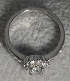 R692 Silver Flower Design Rhinestone Ring - Iris Fashion Jewelry