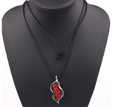 AZ672 Silver Pomegranate Design on Long Leather Cord Necklace with FREE EARRINGS