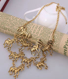 N280 Gold Horses Statement Necklace with FREE Earrings