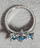 R721 Silver Blue Gemstone Rhinestone Ring - Iris Fashion Jewelry