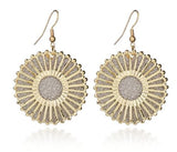 E53 Gold Silver Glitter Metal Circle Earrings