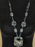N2059 Black Bead Swirl Glitter Decorated Acrylic Long Necklace With Free Earrings - Iris Fashion Jewelry