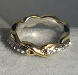 R02 Gold Twisted Band Rhinestone Ring - Iris Fashion Jewelry