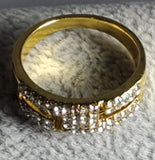 R622 Gold Rhinestone Cutout Band Ring - Iris Fashion Jewelry