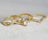 R690 Gold 3 Piece Rhinestone Ring Set - Iris Fashion Jewelry