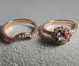 R671 Rose Gold 2 Piece Rhinestone Ring - Iris Fashion Jewelry