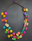 AZ594 Multi Color Wooden Disk Necklace with FREE Earrings