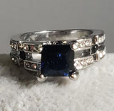 R615 Silver Royal Blue Square Gemstone Ring - Iris Fashion Jewelry