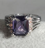 R616 Silver Purple Square Gemstone Ring - Iris Fashion Jewelry