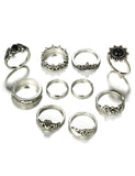 RS91 Silver Color 10 pc. Ring Set - Iris Fashion Jewelry