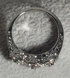 R684 Silver Triple Gem Rhinestone Ring - Iris Fashion Jewelry