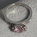 R707 Silver Pink Gemstone Rhinestone Ring - Iris Fashion Jewelry