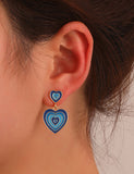 E1173 Gold Shades of Blue Heart Earrings - Iris Fashion Jewelry