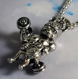 N148 Silver Weightlifting Dog Necklace with FREE EARRINGS - Iris Fashion Jewelry