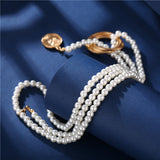 N2135 Gold Pearl Dangle Necklace with FREE Earrings - Iris Fashion Jewelry