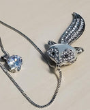 N1399 Silver Moonstone Rhinestone Fox Necklace with FREE Earrings - Iris Fashion Jewelry