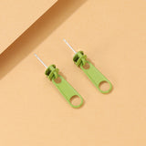 E1921 Lime Green Metal Zipper Earrings - Iris Fashion Jewelry